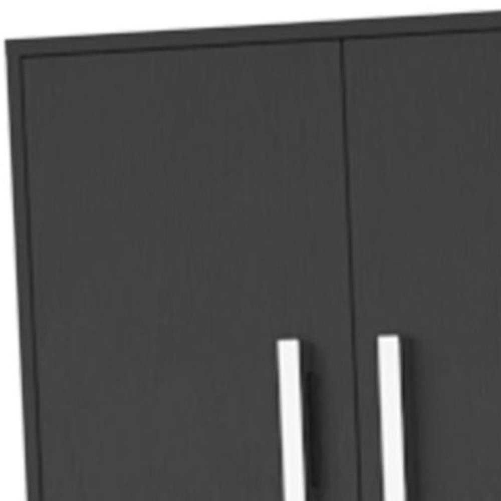 28" Black Wall mounted Accent Cabinet With Nine Shelves And Three Drawers HomeRoots