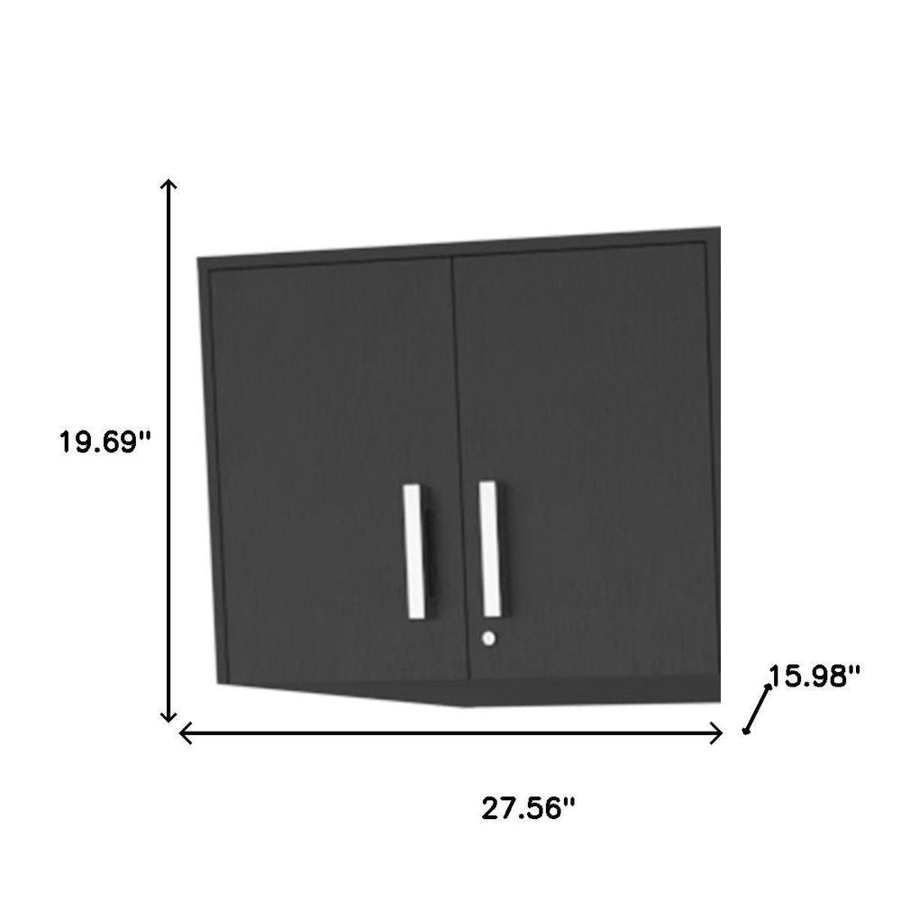 28" Black Wall mounted Accent Cabinet With Nine Shelves And Three Drawers HomeRoots