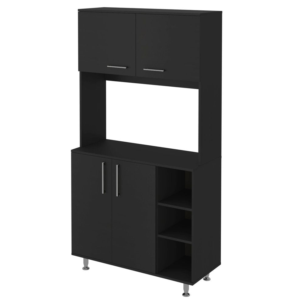28" Black Wall mounted Accent Cabinet With Nine Shelves And Three Drawers HomeRoots