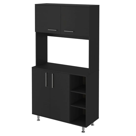 28" Black Wall mounted Accent Cabinet With Nine Shelves And Three Drawers HomeRoots