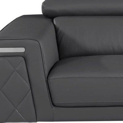 70" Dark Gray And Silver Metallic Leather Loveseat HomeRoots