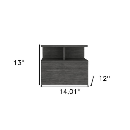 13" Dark Gray Wood One Drawer Floating Nightstand HomeRoots