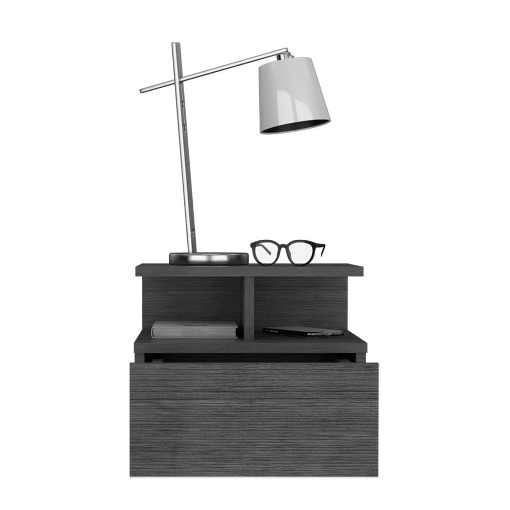 13" Dark Gray Wood One Drawer Floating Nightstand HomeRoots