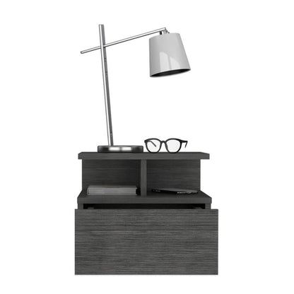13" Dark Gray Wood One Drawer Floating Nightstand HomeRoots