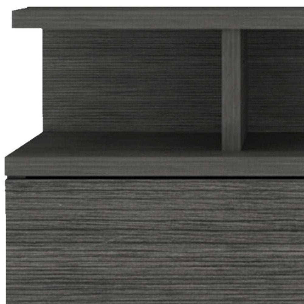13" Dark Gray Wood One Drawer Floating Nightstand — view 5