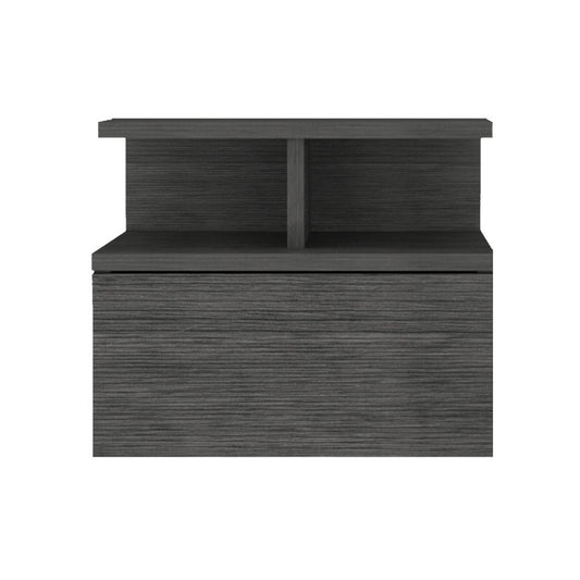 13" Dark Gray Wood One Drawer Floating Nightstand HomeRoots