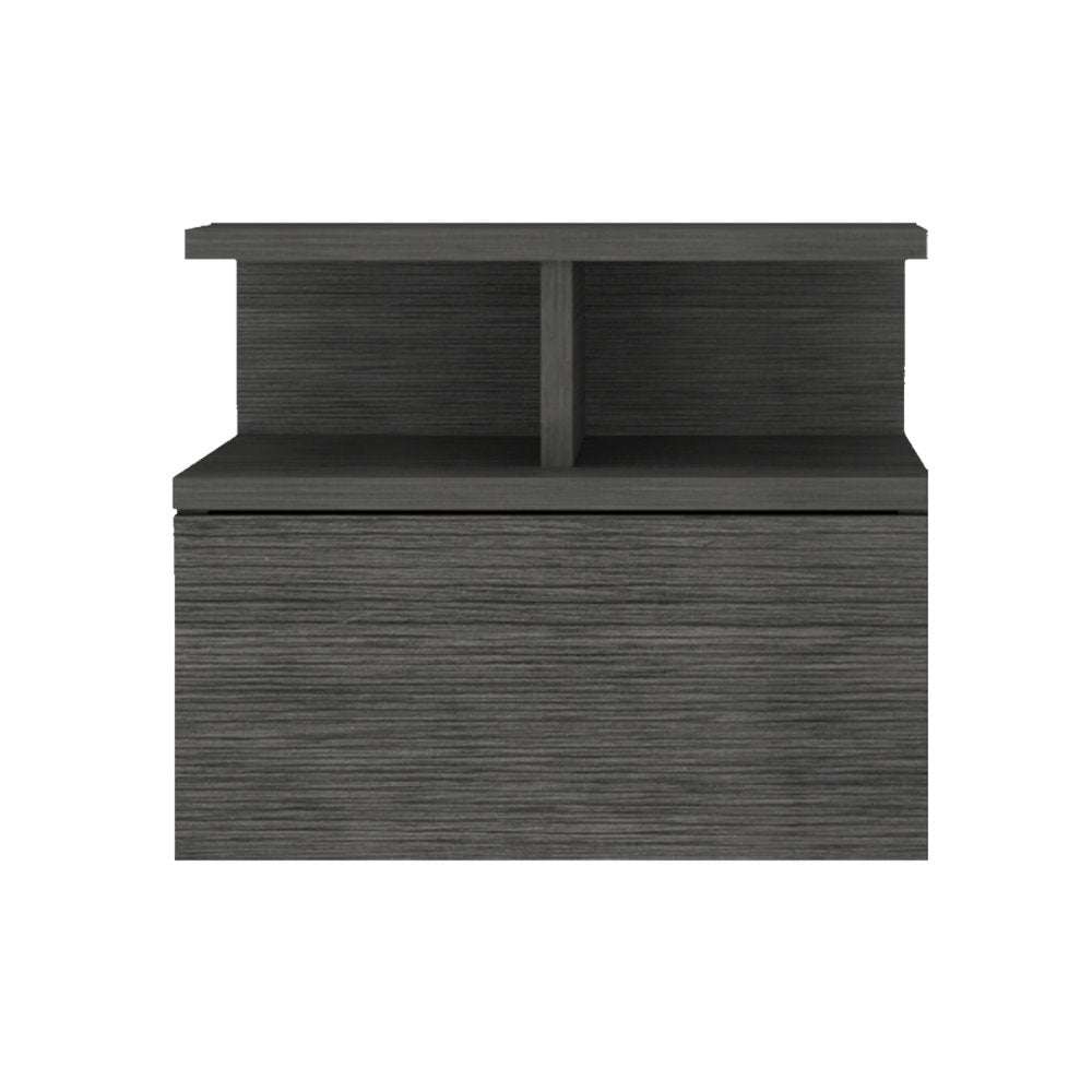 13" Dark Gray Wood One Drawer Floating Nightstand HomeRoots