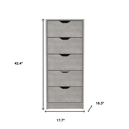 18" Gray Five Drawer Standard Chest