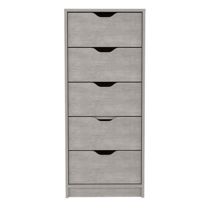 18" Gray Five Drawer Standard Chest