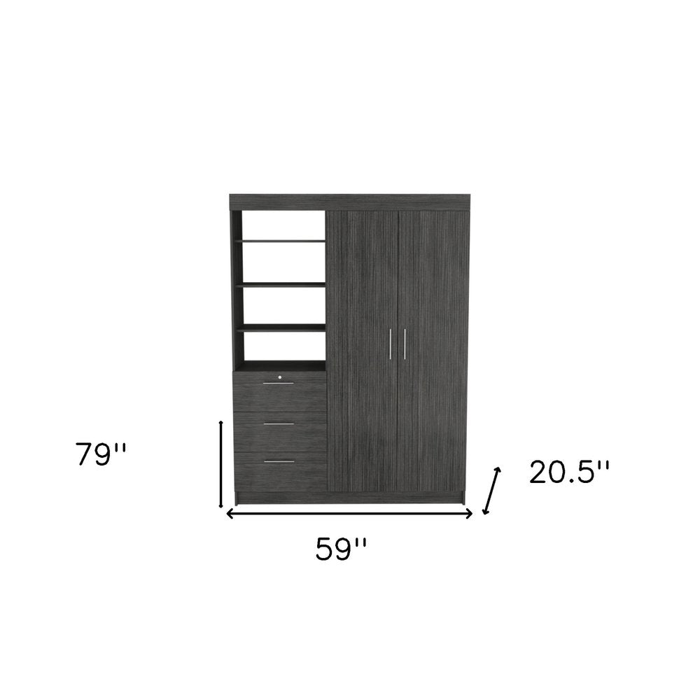 79" Gray Wood Two Door Three Drawer Combo Dresser HomeRoots