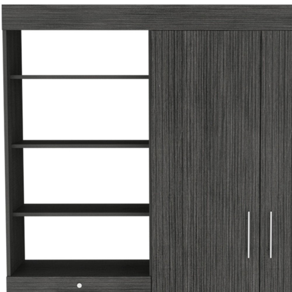 79" Gray Wood Two Door Three Drawer Combo Dresser HomeRoots