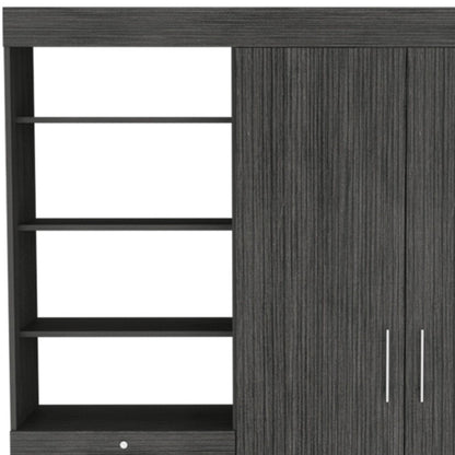 79" Gray Wood Two Door Three Drawer Combo Dresser HomeRoots