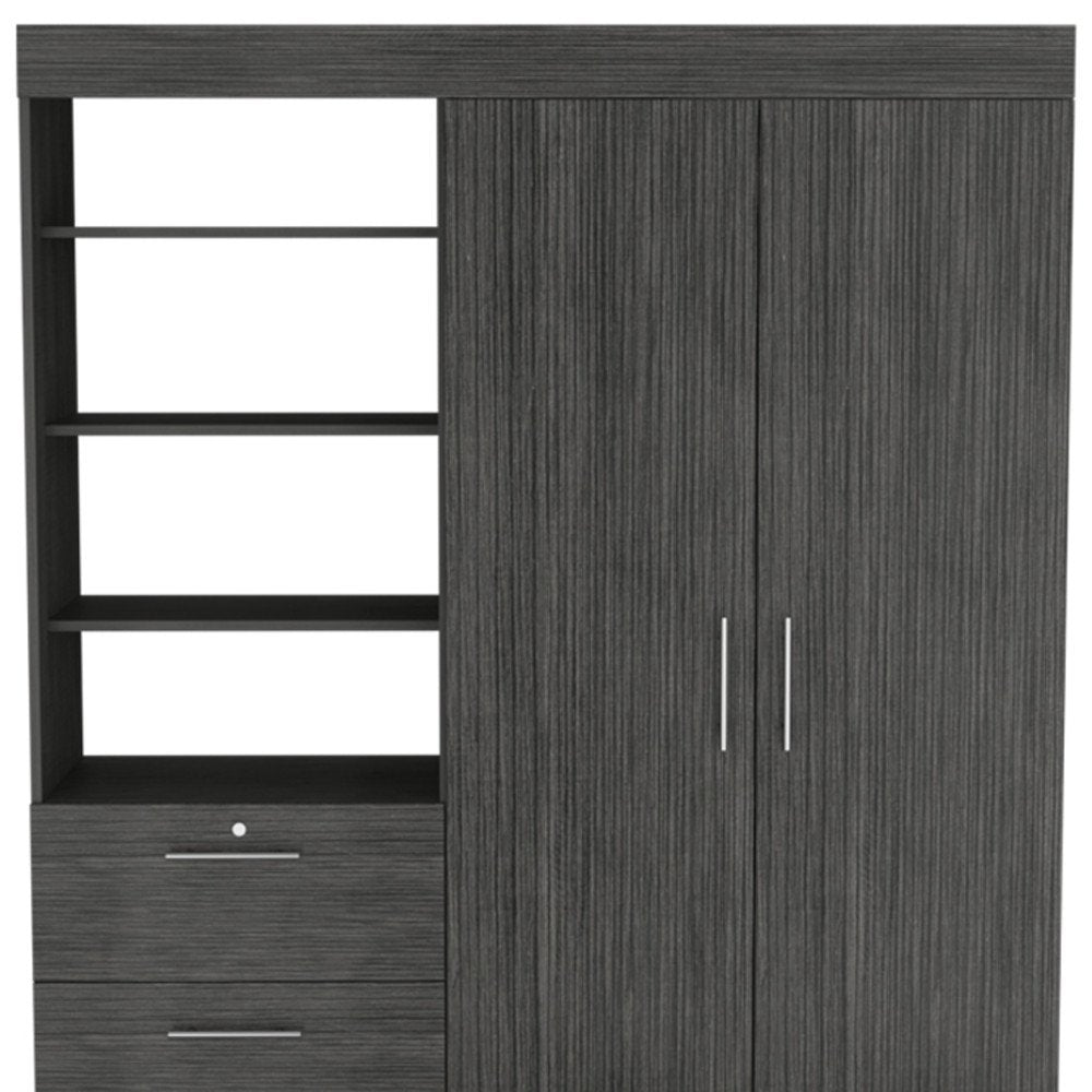 79" Gray Wood Two Door Three Drawer Combo Dresser HomeRoots