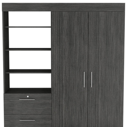 79" Gray Wood Two Door Three Drawer Combo Dresser HomeRoots