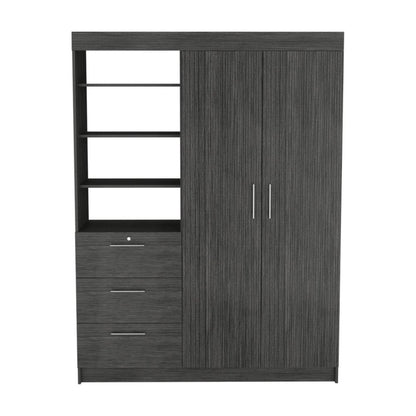 79" Gray Wood Two Door Three Drawer Combo Dresser HomeRoots