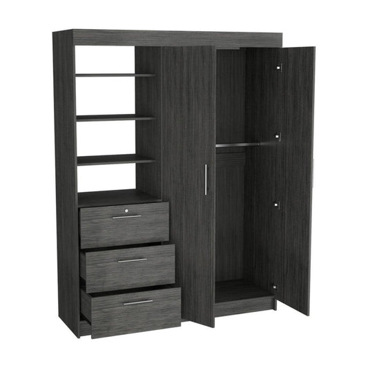 79" Gray Wood Two Door Three Drawer Combo Dresser HomeRoots