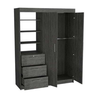 79" Gray Wood Two Door Three Drawer Combo Dresser HomeRoots