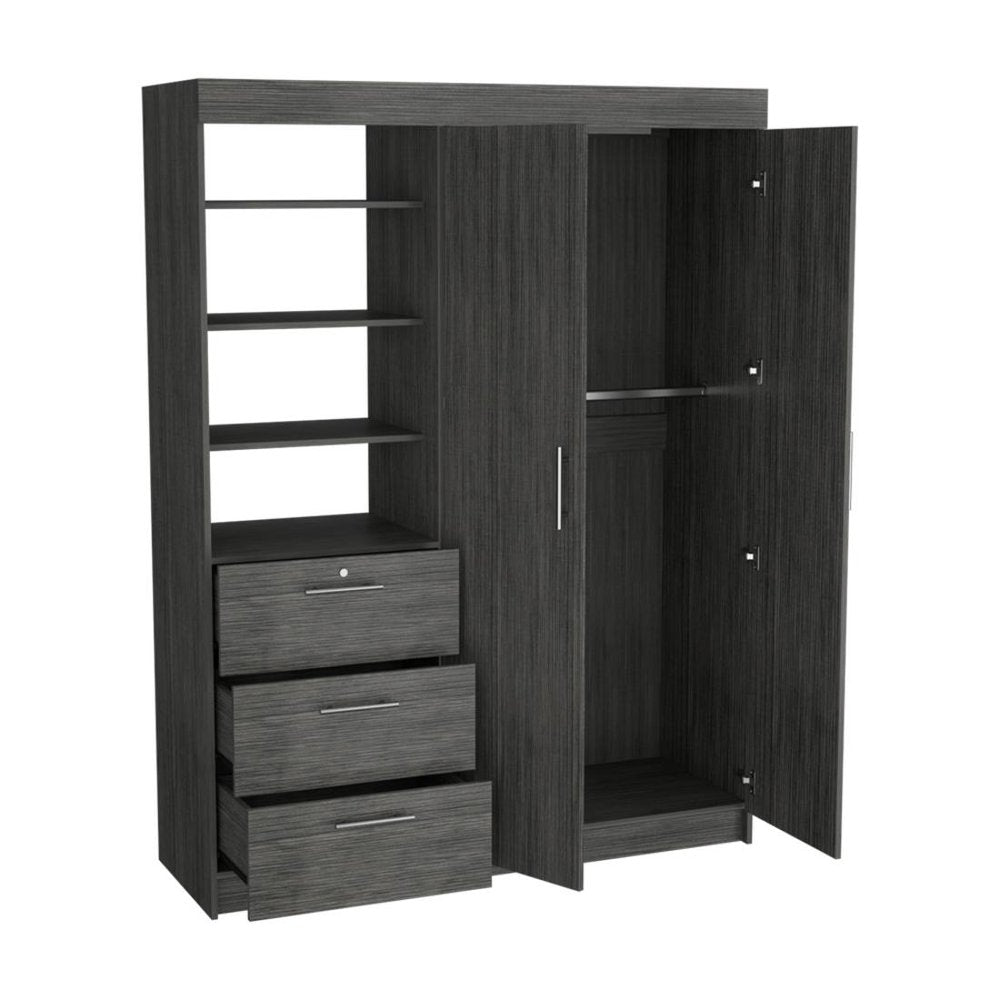 79" Gray Wood Two Door Three Drawer Combo Dresser HomeRoots