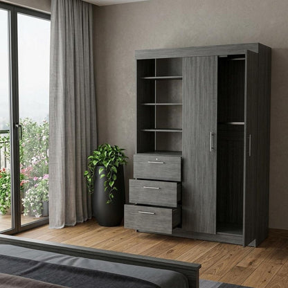 79" Gray Wood Two Door Three Drawer Combo Dresser HomeRoots