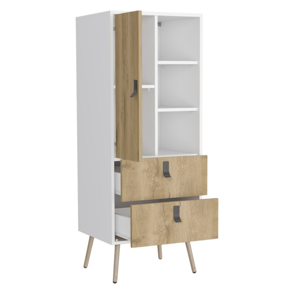 20" White and Natural Two Drawer Chest HomeRoots