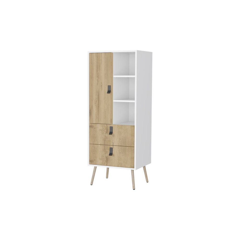 20" White and Natural Two Drawer Chest HomeRoots