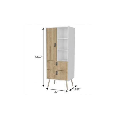 20" White and Natural Two Drawer Chest HomeRoots