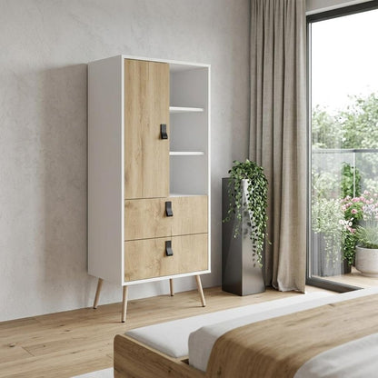 20" White and Natural Two Drawer Chest HomeRoots