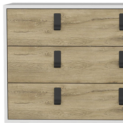 32" White and Natural Three Drawer Dresser HomeRoots