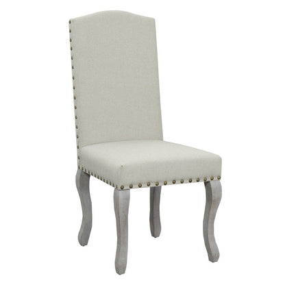 Set of Two Beige And Gray Upholstered Fabric Dining Parsons Chairs HomeRoots
