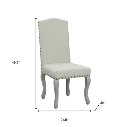 Set of Two Beige And Gray Upholstered Fabric Dining Parsons Chairs HomeRoots