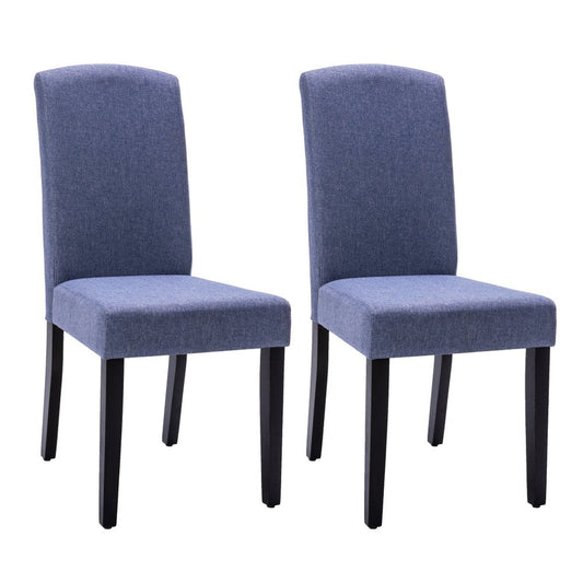 Set of Two Navy Blue And Black Upholstered Polyester Dining Parsons Chairs HomeRoots