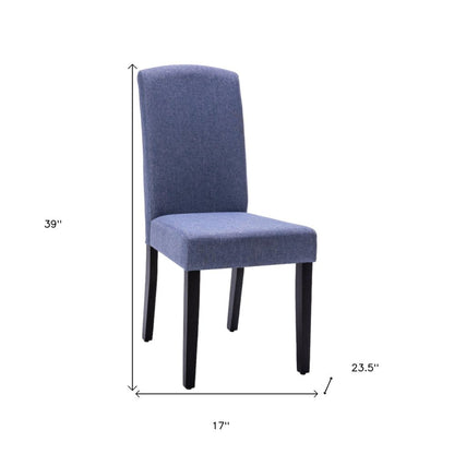Set of Two Navy Blue And Black Upholstered Polyester Dining Parsons Chairs HomeRoots