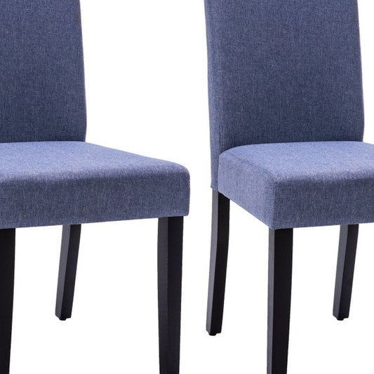 Set of Two Navy Blue And Black Upholstered Polyester Dining Parsons Chairs HomeRoots