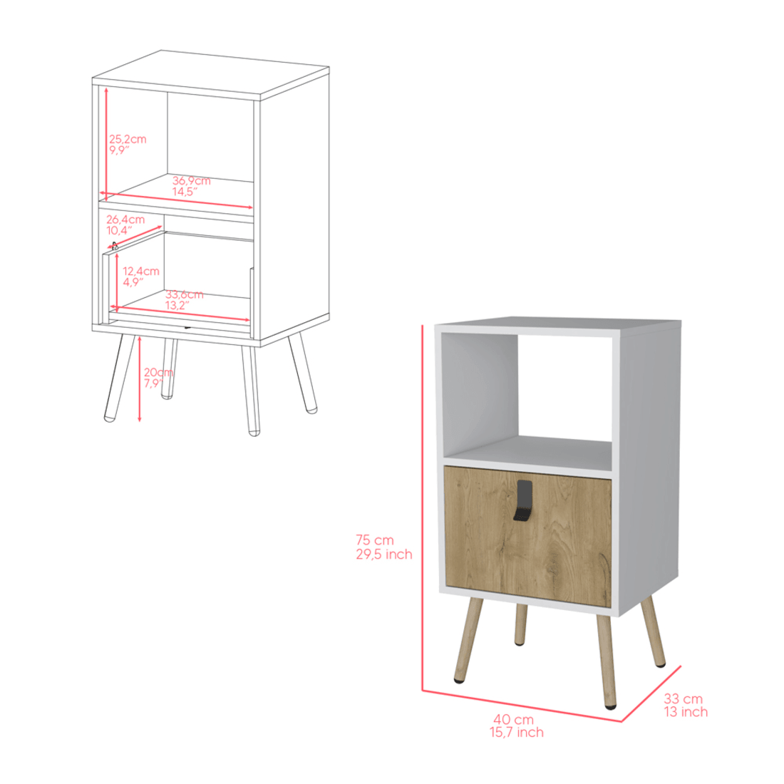 22" White One Drawer Faux Wood Nightstand - FurniFindUSA