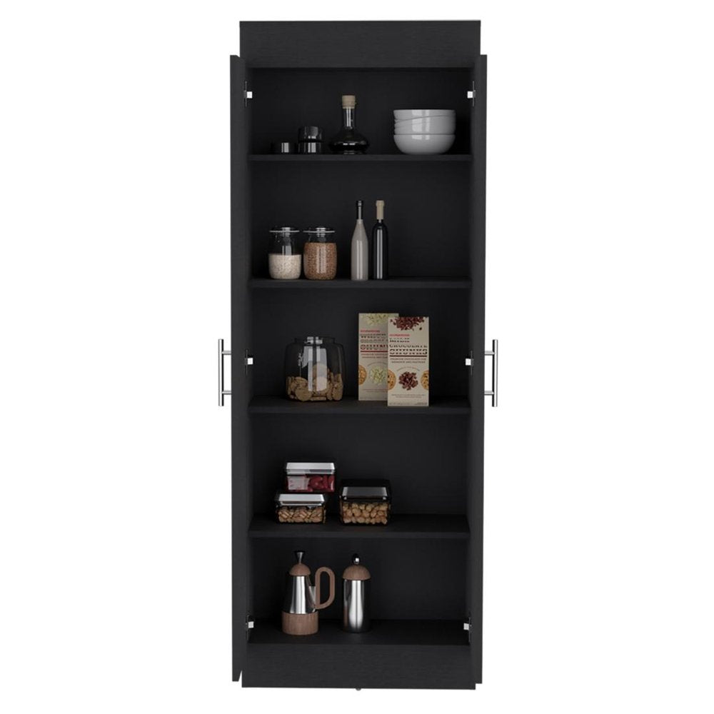 67" Black Wood Pantry Or Storage Closet HomeRoots
