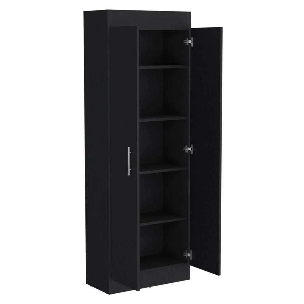 67" Black Wood Pantry Or Storage Closet HomeRoots