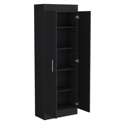 67" Black Wood Pantry Or Storage Closet HomeRoots