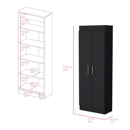 67" Black Wood Pantry Or Storage Closet HomeRoots