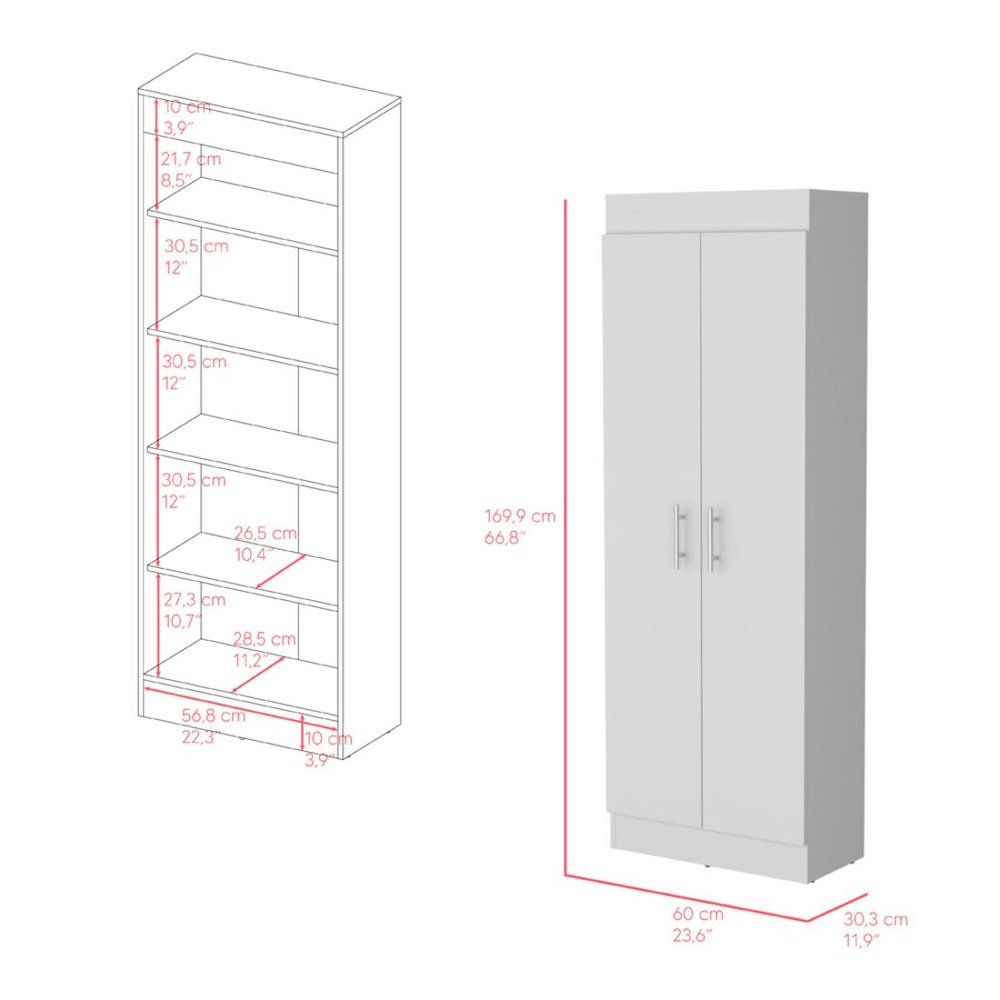 67" White Wood Pantry Or Storage Closet HomeRoots