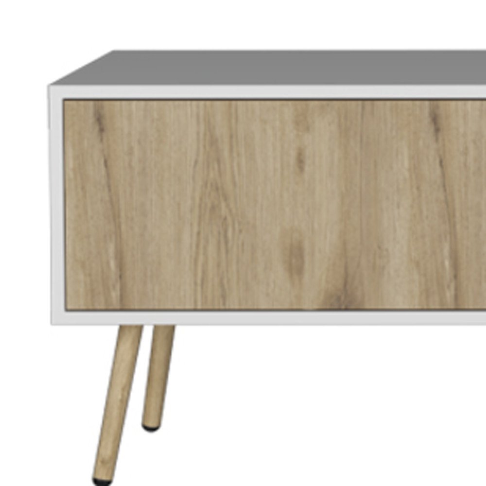 71" White And Beige Enclosed And Open Storage TV Stand HomeRoots