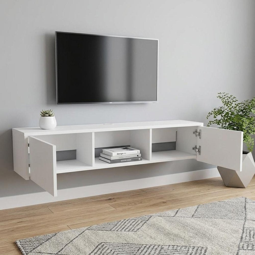 49" White Floating Mount TV Stand — view 5