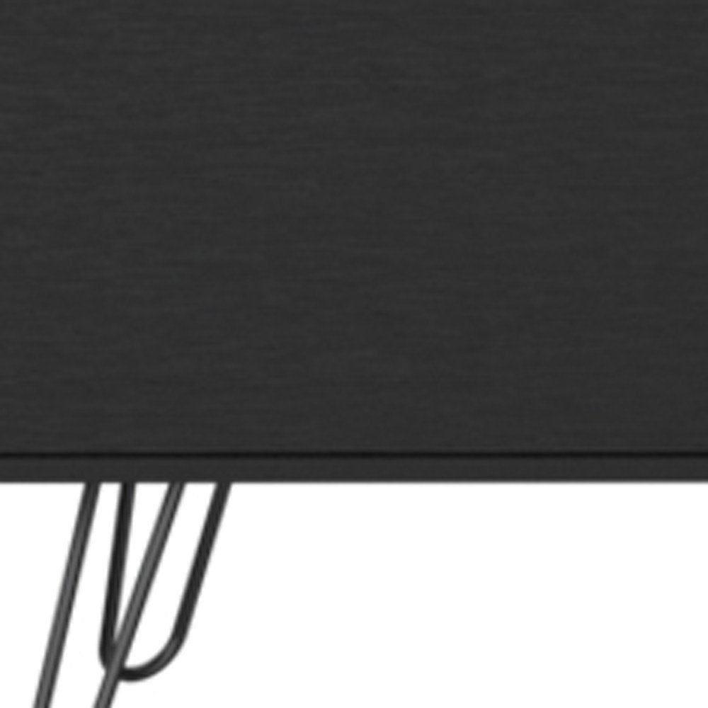 71" Black Wood Enclosed And Open Storage TV Stand HomeRoots