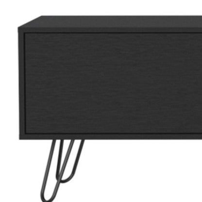 71" Black Wood Enclosed And Open Storage TV Stand HomeRoots