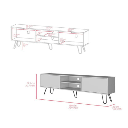 71" White Cabinet Open And Enclosed Storage TV Stand HomeRoots