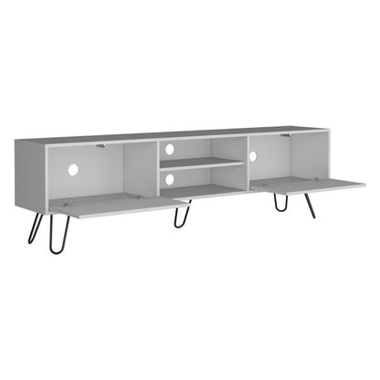 71" White Cabinet Open And Enclosed Storage TV Stand HomeRoots