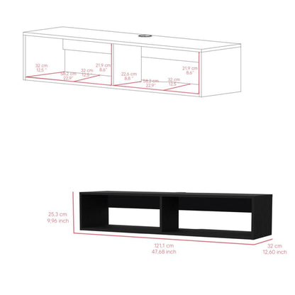 48" Black Floating Mount Entertainment Center HomeRoots