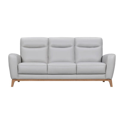 83" Gray Leather Sofa With Brown Legs HomeRoots