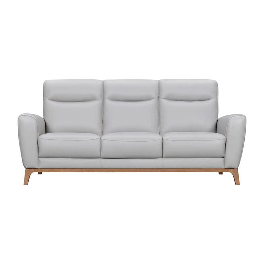 83" Gray Leather Sofa With Brown Legs HomeRoots