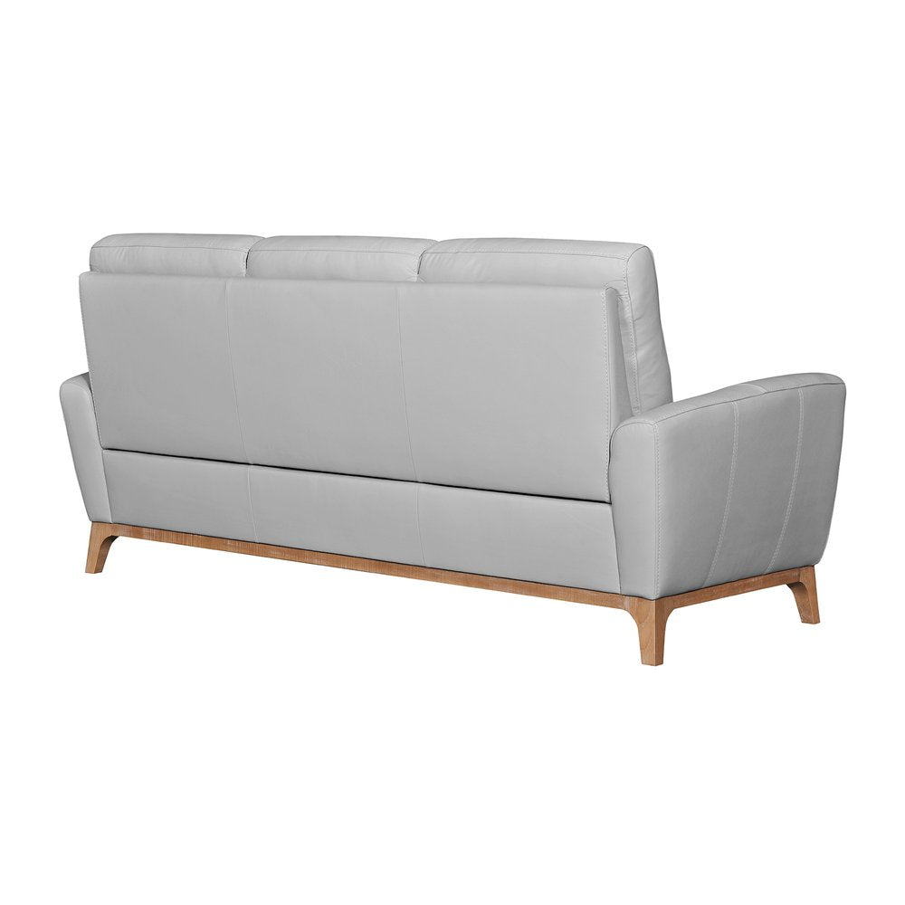 83" Gray Leather Sofa With Brown Legs HomeRoots