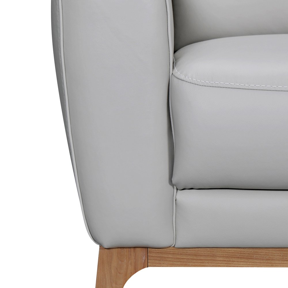 83" Gray Leather Sofa With Brown Legs HomeRoots